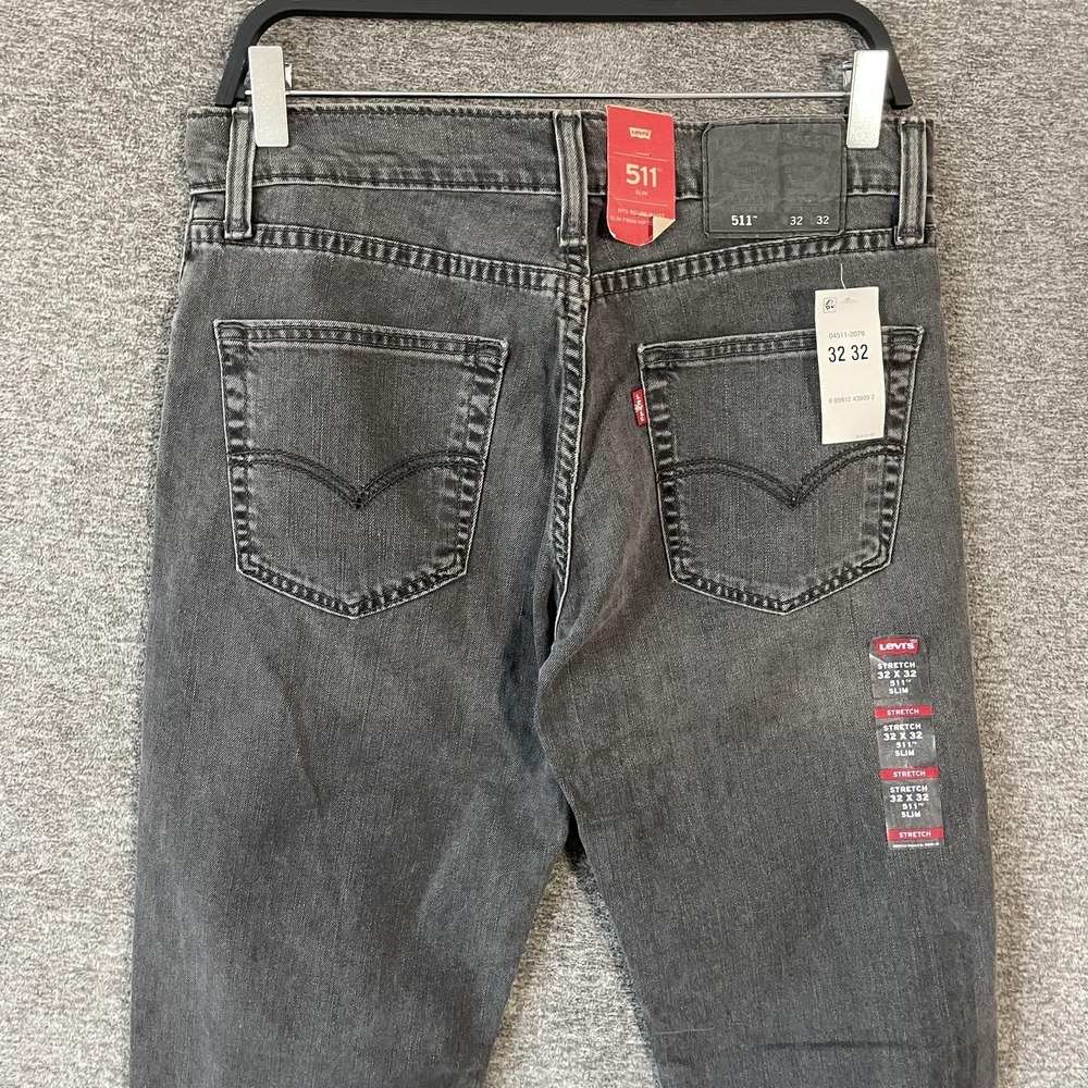 Levis 511 Jeans Mens 32x32 Gray Slim Stretch Medium Wash Denim Pants Casual